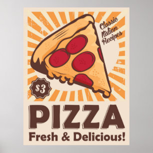 cooles Retro-Pizzaessen Poster