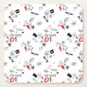 Cooles Retro Punk Rock Muster Rechteckiger Pappuntersetzer