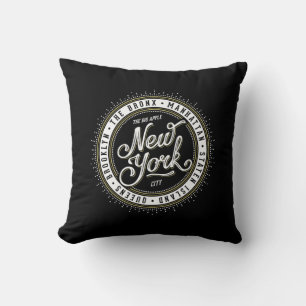 Cooles Retro-Schwarz-Weiß-New York-City-Logo Kissen