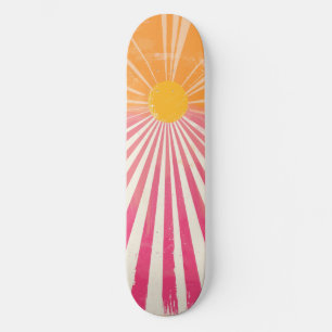 Cooles Retro-Sonnenschein-Rosa und Orangefarbenes  Skateboard