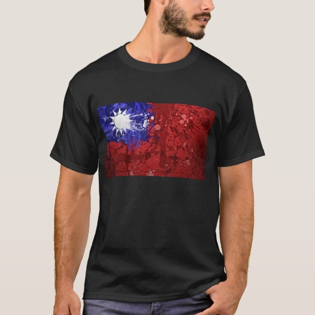 Cooles Retro Taiwan-Flaggen-Shirt T-Shirt (Vorderseite)