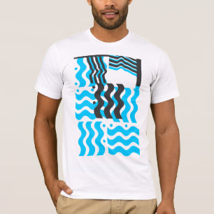 Cooles Retro-Türkis und Schwarz T-Shirt
