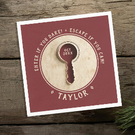 Cooles Retro Vintag Burgund Escape Room Adventure Serviette