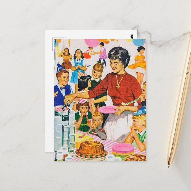 cooles Retro Vintag Geburtstagsparty Postkarte (Vorderseite/Rückseite Beispiel)