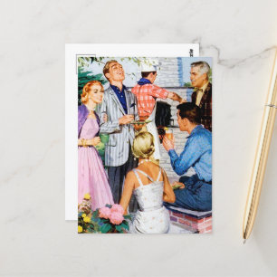 cooles Retro-Vintag-Grillen-Party Postkarte