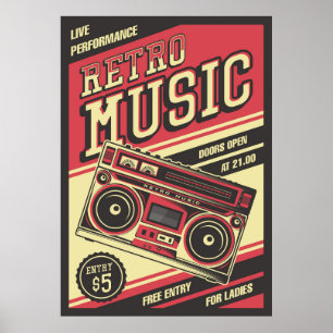 cooles Retro-Vintages Musikgeschäft Poster