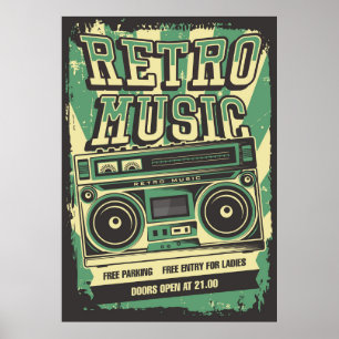 cooles Retro-Vintages Musikgeschäft Poster