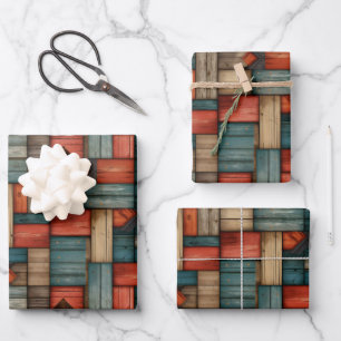 Cooles retro-westliches Fliesenmuster Geschenkpapier Set