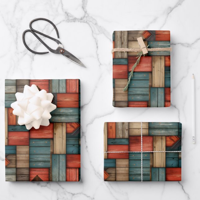 Cooles retro-westliches Fliesenmuster  Geschenkpapier Set (Vorderseite)