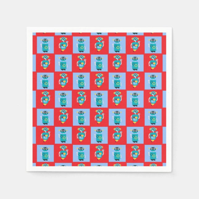 Cooles Robotermuster Jungen Geburtstag Serviette (Vorderseite)