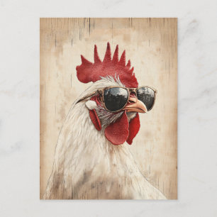 Cooles Rooster in Sonnenbrillen Illustration Postkarte