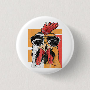 Cooles Rooster-Tragen einer Sonnenbrille Retro Vin Button