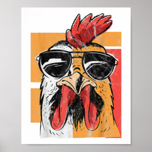 Cooles Rooster-Tragen einer Sonnenbrille Retro Vin Poster