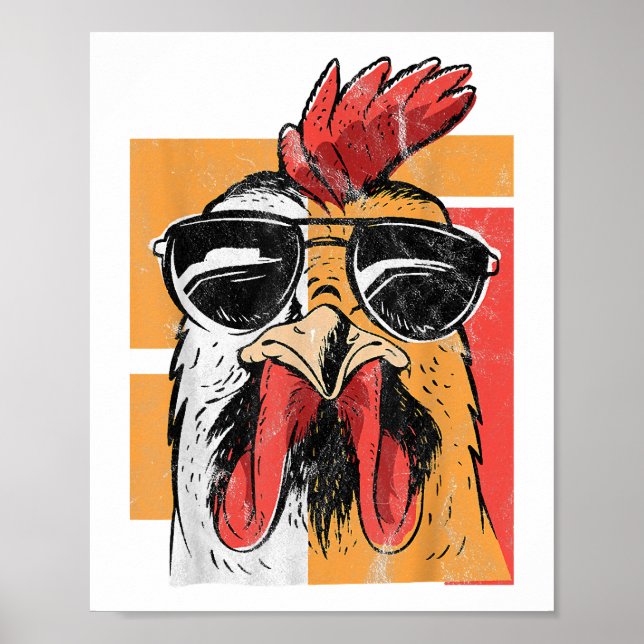 Cooles Rooster-Tragen einer Sonnenbrille Retro Vin Poster (Vorne)