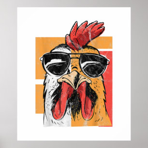 Cooles Rooster-Tragen einer Sonnenbrille Retro Vin Poster