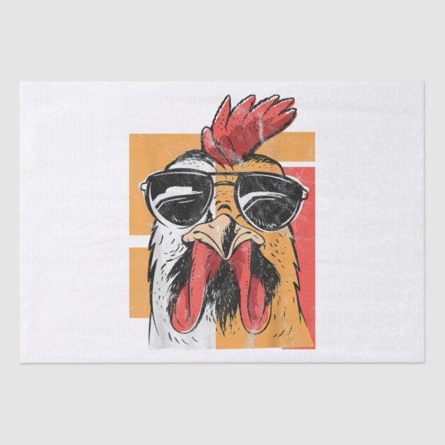 Cooles Rooster-Tragen einer Sonnenbrille Retro Vin Seidenpapier (Vorderseite)