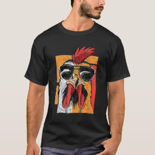 Cooles Rooster-Tragen einer Sonnenbrille Retro Vin T-Shirt
