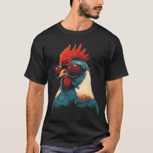 Cooles Rooster-Tragen einer Sonnenbrille Retro Vin T-Shirt