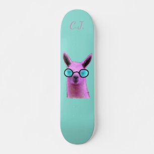Cooles rosa Lama! Drehen Sie Skateboard
