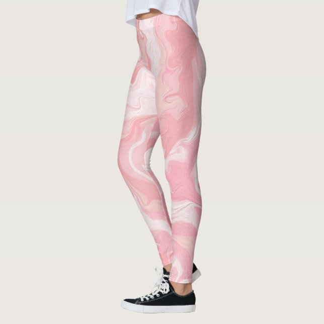 Cooles rosa Marmorwolkenmuster, heißes Rosa und We Leggings (Links)