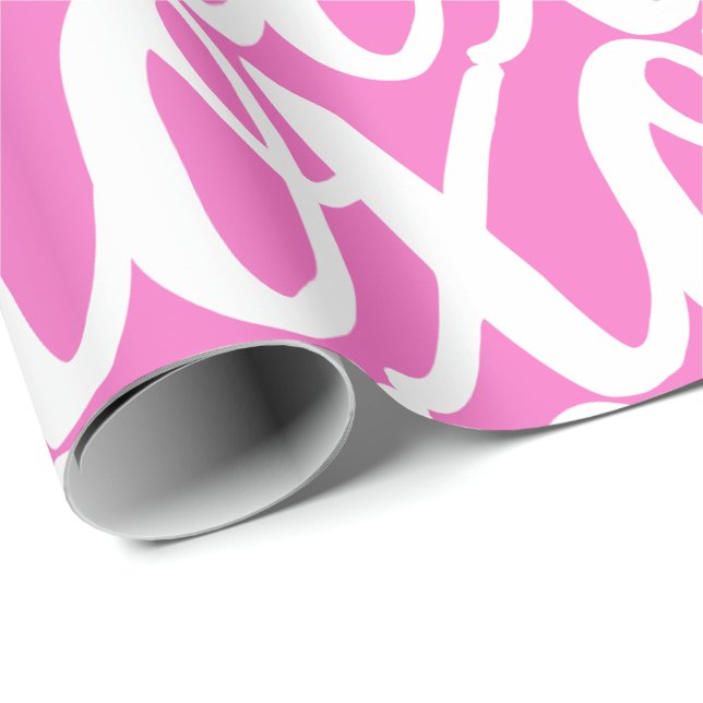 Cooles rosa und weißes Fugenmuster Geschenkpapier (Rolleneckpunkt)