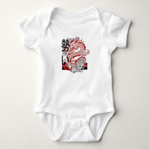 Cooles rotes Drachen-Grafik-Babyshorts Edgy Mythic Baby Strampler