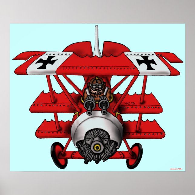Cooles rotes Flugzeug-Poster-Design Poster (Vorne)