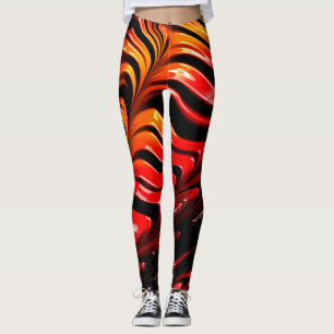Cooles rotes gelbes abstraktes glühendes leggings