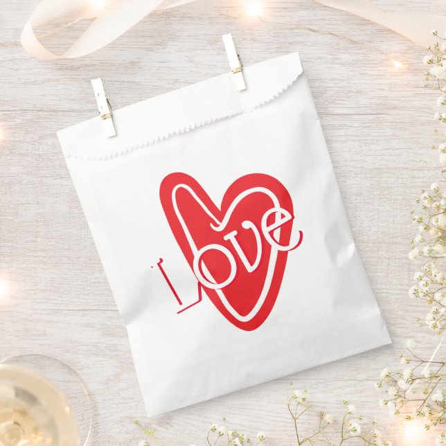Cooles Rotes Herz mit LIEBE Geschenktütchen (Ausgeschnitten)