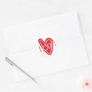 Cooles Rotes Herz mit LIEBE Runder Aufkleber