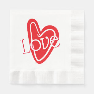 Cooles Rotes Herz mit LIEBE Serviette