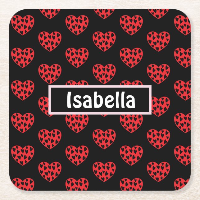 Cooles Rotes Herz Rechteckiger Pappuntersetzer (Vorderseite)