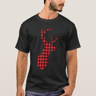 Cooles Rotes Kariertes Hirsch T-Shirt