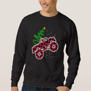 Cooles rotes Karo-Bauernhof-LKW-Weihnachts-Outfit Sweatshirt