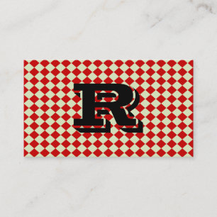 Cooles rotes Prüfmuster für Retro-Monogramm Visitenkarte