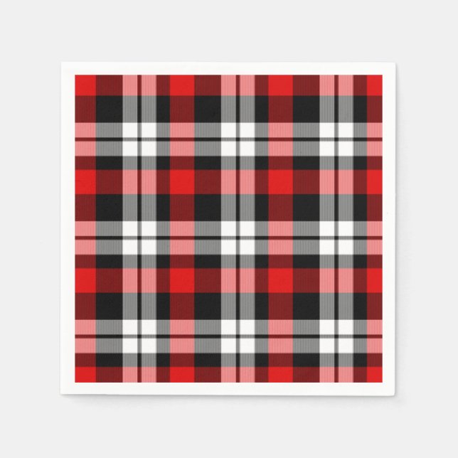 Cooles Rotes Schwarzes Lumberjack Tartan Muster Serviette (Vorderseite)