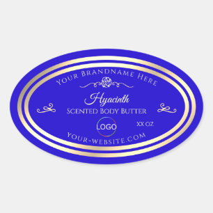 Cooles Royal Blue Product Label Gold Frame mit Log Ovaler Aufkleber