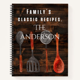Cooles rustikales Holzrezept Notizbuch
