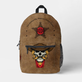 Cooles, rustikales Leder Cowboy-Schädel Bedruckter Rucksack