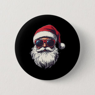 Cooles Santa Claus Gesicht Retro Sonnenbrille Weih Button