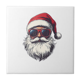 Cooles Santa Claus Gesicht Retro Sonnenbrille Weih Fliese