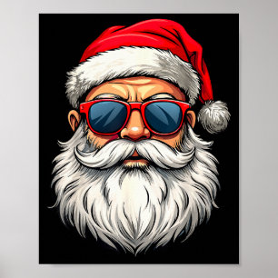 Cooles Santa Claus Gesicht Retro Sonnenbrille Weih Poster