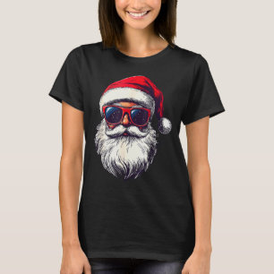 Cooles Santa Claus Gesicht Retro Sonnenbrille Weih T-Shirt