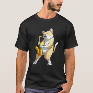 Cooles Saxophon für Männer Frauen Katzen spielen J T-Shirt