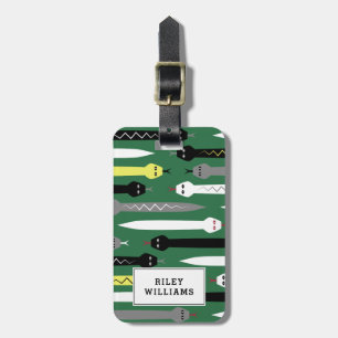 Cooles Schlangenmuster dunkelgrün - Name hinzufüge Gepäckanhänger