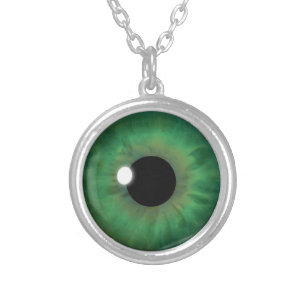 Cooles Schließen grünes Auge Iris Eyeball Custom Versilberte Kette