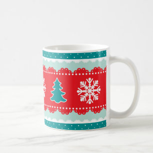 Cooles Schneeflocke-Weihnachtsbaum-rotes Kaffeetasse