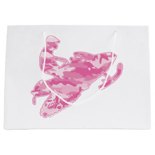 Cooles Schneemobil in der rosa Camouflage Große Geschenktüte
