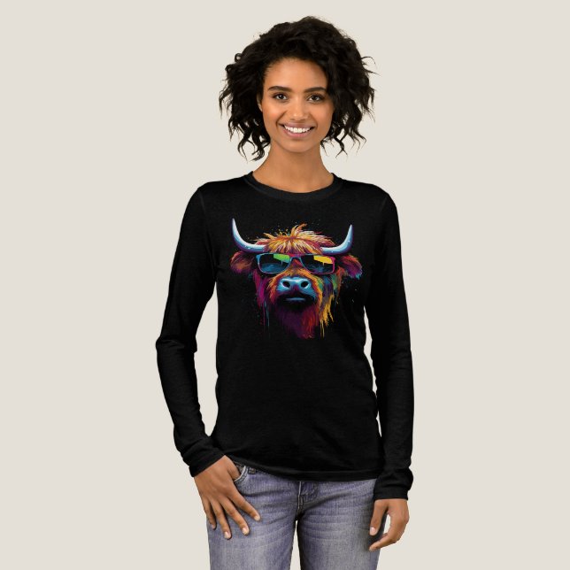 Cooles Schottisches Hochlandrind Tri-Blend Shirt (Volle Vorderseite)