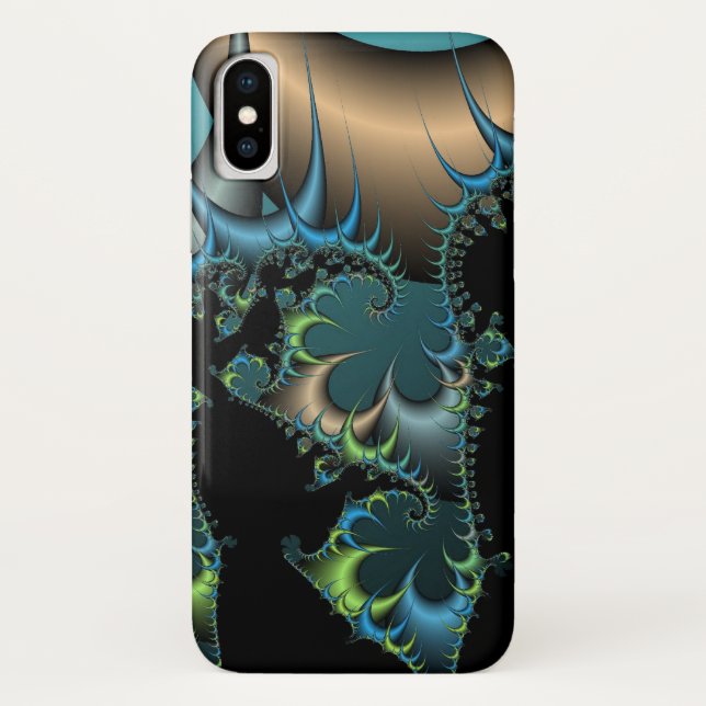 Cooles Schwarz-Blau-Fraktal Case-Mate iPhone Hülle (Rückseite)